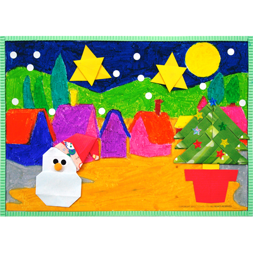 [종이접기 &amp; 색칠공부] 눈 오는 겨울 밤  - 10개묶음 /어린이집 유치원 겨울만들기 만들기재료-칭찬나라큰나라